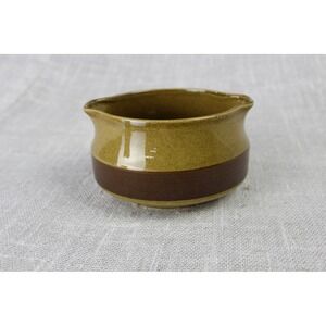 Ekco Eterna Canoe Stoneware Sugar Bowl Green Brown Band Japan 1102 Vintage